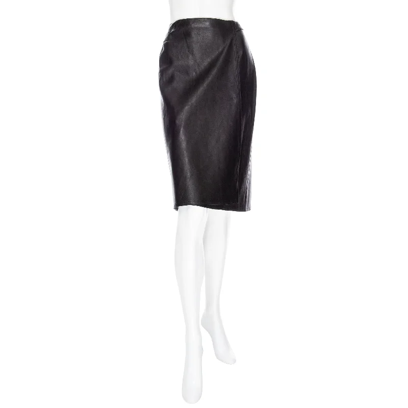 1999 Black Leather Back Strap Wrap Skirt