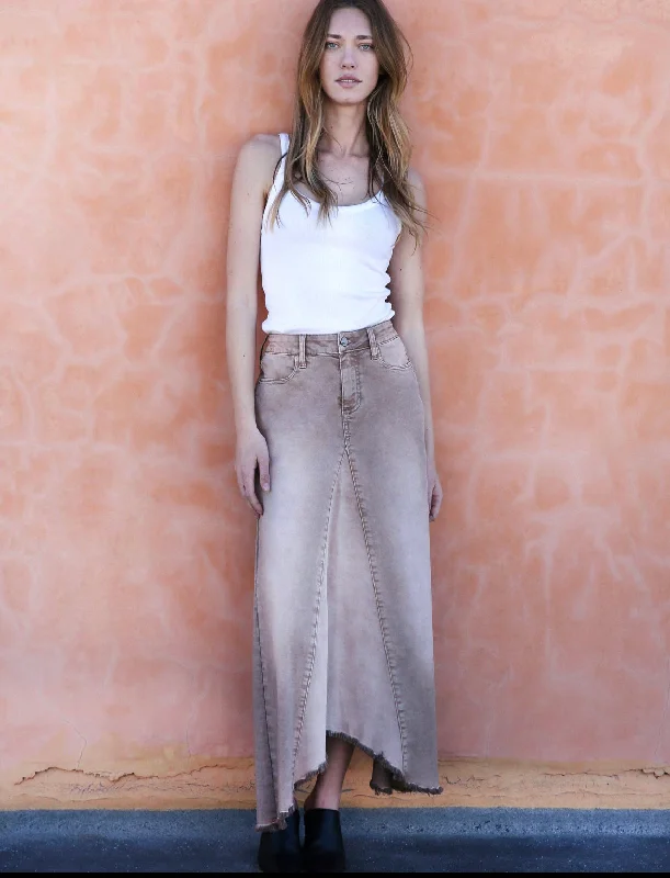 Selma Denim Skirt - Raw Sugar brown