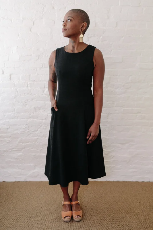 Lori Dress in Black Linen