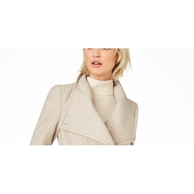 Calvin Klein Women's Asymmetrical Belted Wrap Coat Gray Size X-Small