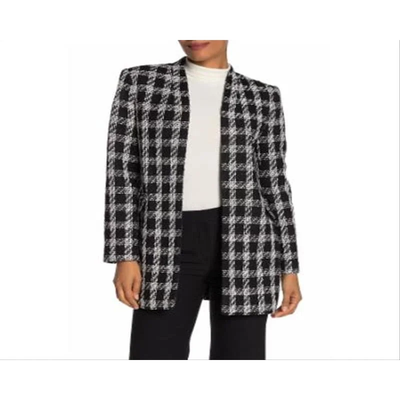 Calvin Klein Women's Open Tweed Jacket Black-White Size 2